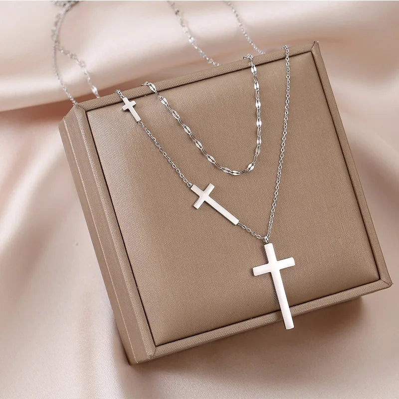Armonia Milano “Fede” Double-Layer Cross Necklace