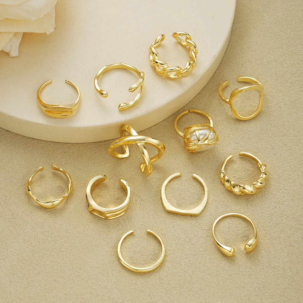 Armonia Milano “Libertà” 12-Piece Geometric Ring Set