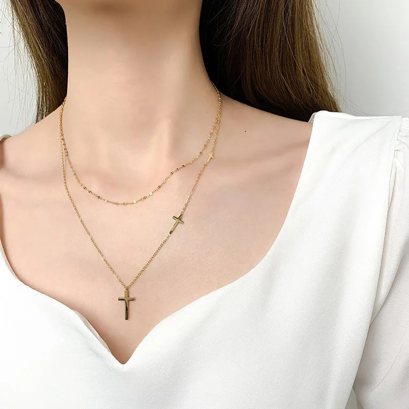 Armonia Milano “Fede” Double-Layer Cross Necklace