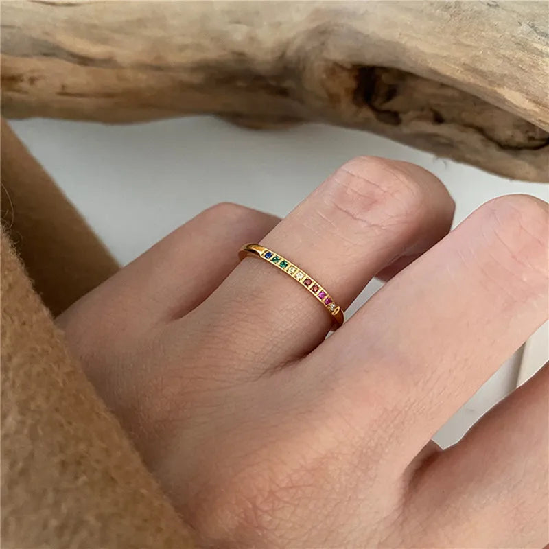 Armonia Milano “Aurora” Rainbow Zircon Ring Set