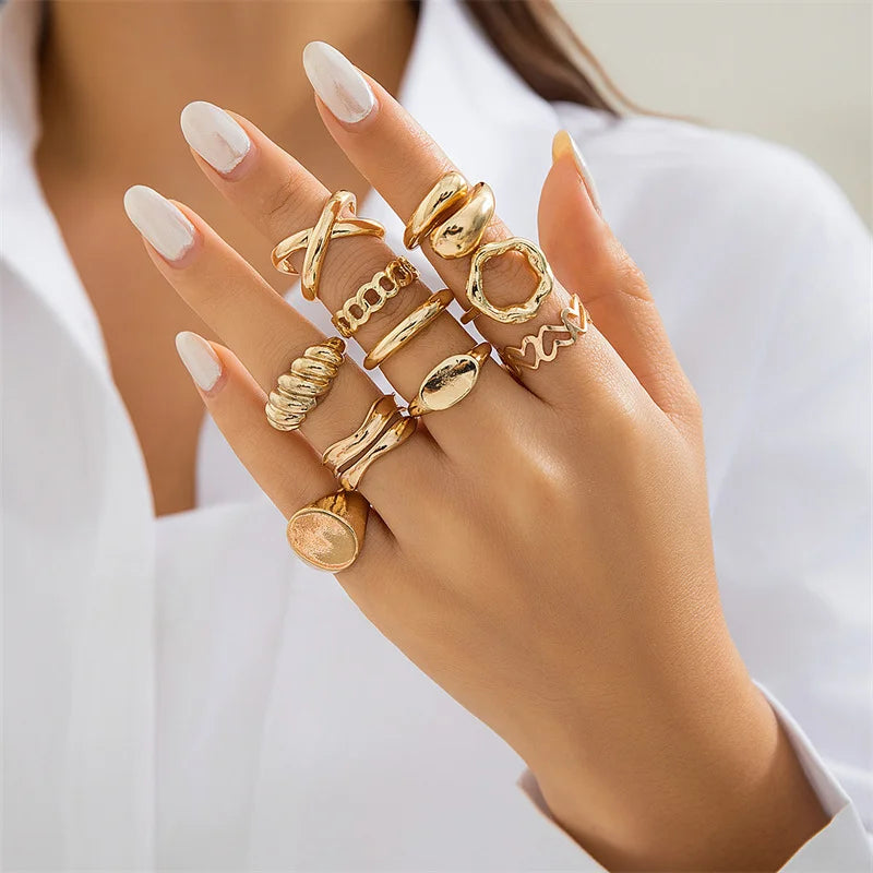 Armonia Milano “Libertà” 12-Piece Geometric Ring Set