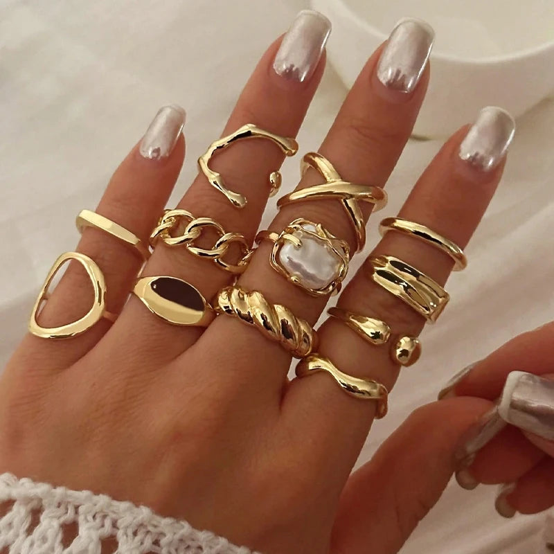 Armonia Milano “Libertà” 12-Piece Geometric Ring Set