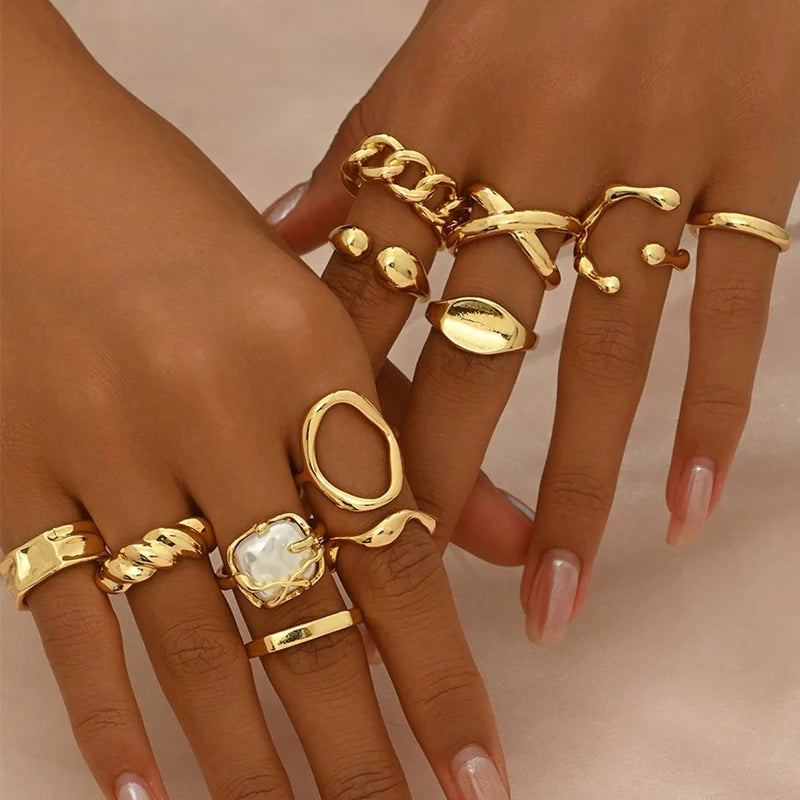 Armonia Milano “Libertà” 12-Piece Geometric Ring Set