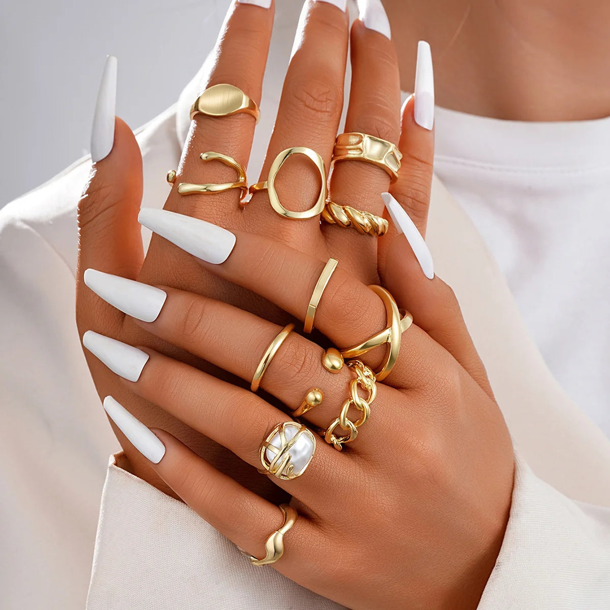 Armonia Milano “Libertà” 12-Piece Geometric Ring Set