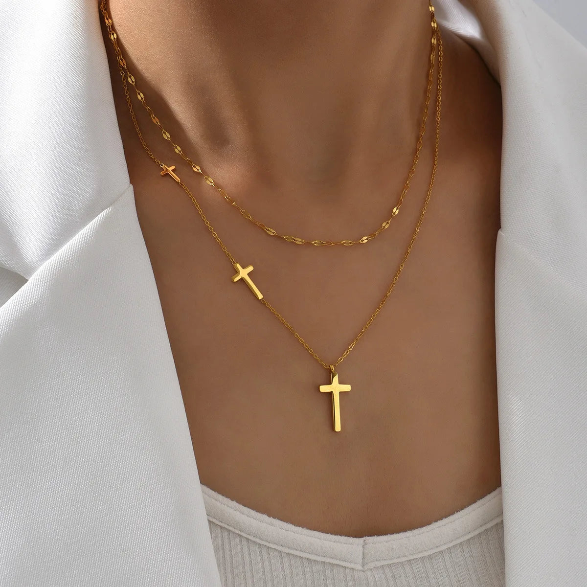 Armonia Milano “Fede” Double-Layer Cross Necklace