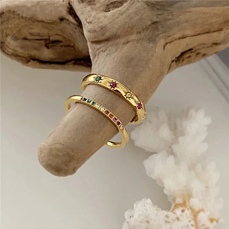 Armonia Milano “Aurora” Rainbow Zircon Ring Set