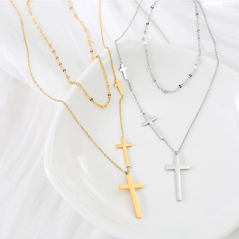 Armonia Milano “Fede” Double-Layer Cross Necklace