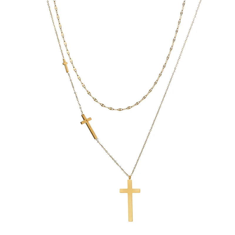 Armonia Milano “Fede” Double-Layer Cross Necklace