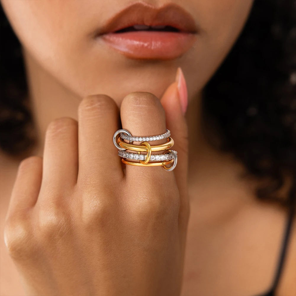Armonia Milano “Stella” Multilayer Zircon Ring Set