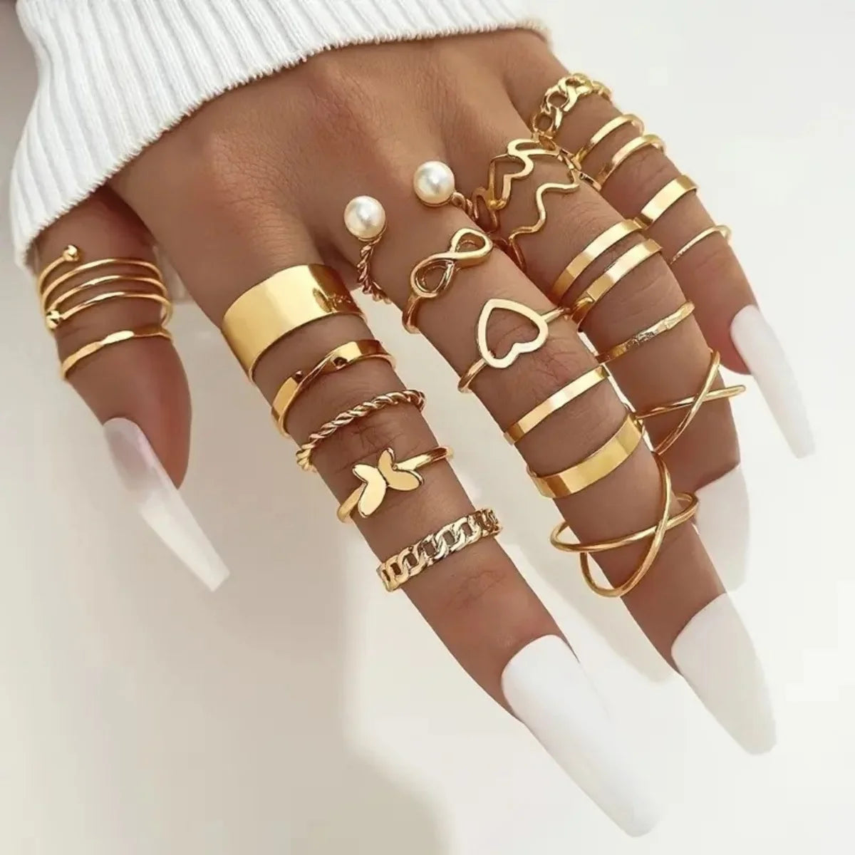 Armonia Milano “Libertà” 12-Piece Geometric Ring Set