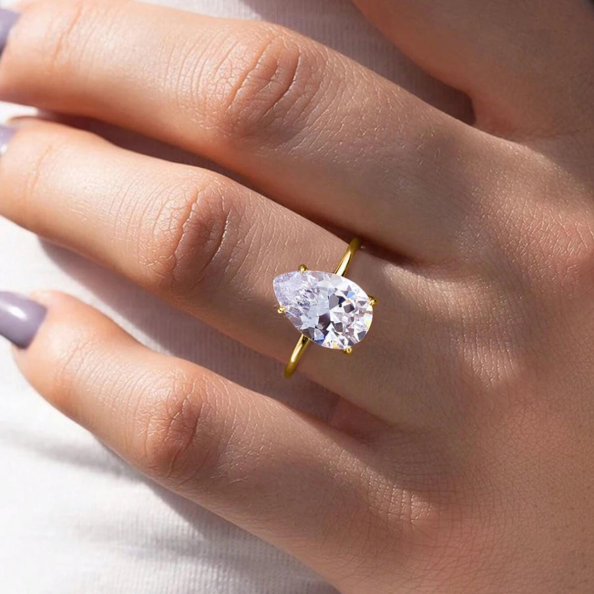 Armonia Milano “Luce” Pear-Cut Zircon Ring