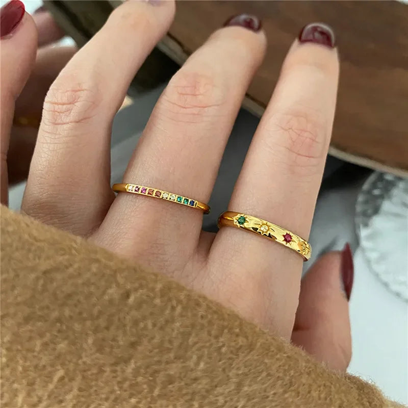 Armonia Milano “Aurora” Rainbow Zircon Ring Set