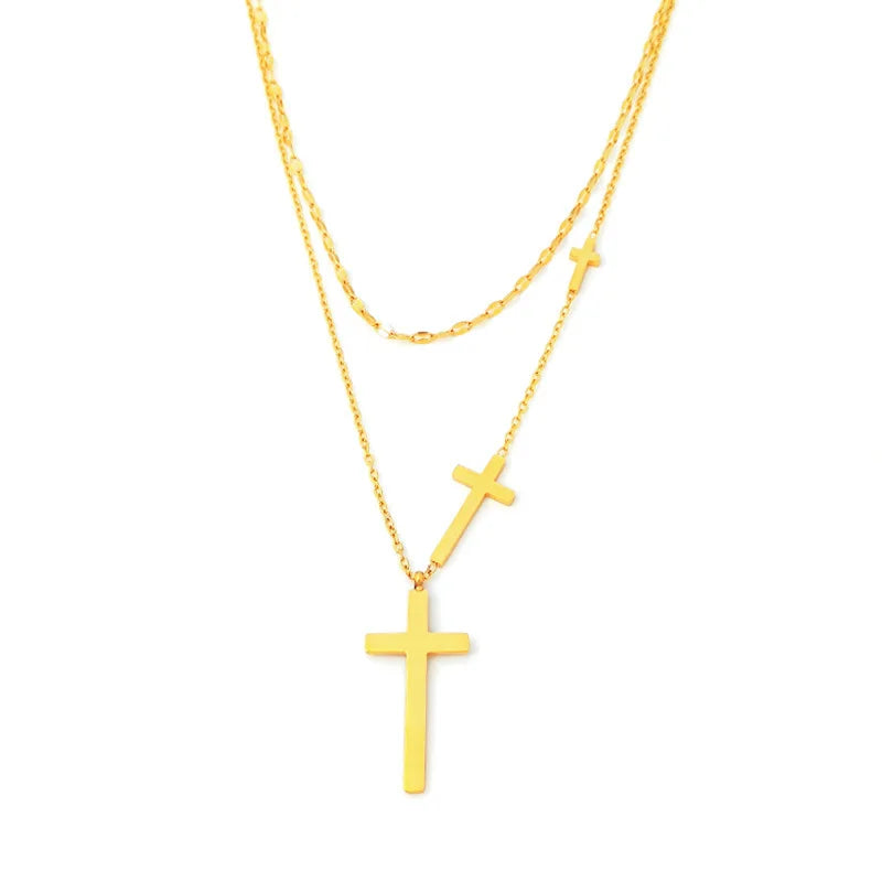 Armonia Milano “Fede” Double-Layer Cross Necklace