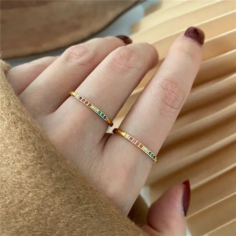 Armonia Milano “Aurora” Rainbow Zircon Ring Set