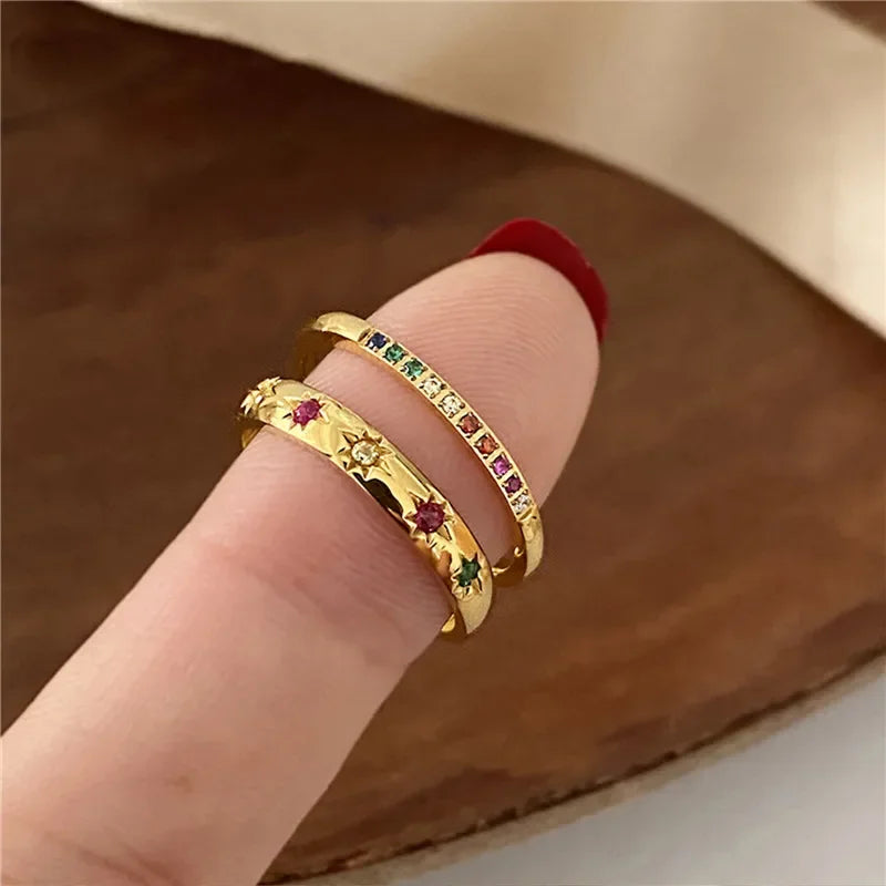 Armonia Milano “Aurora” Rainbow Zircon Ring Set