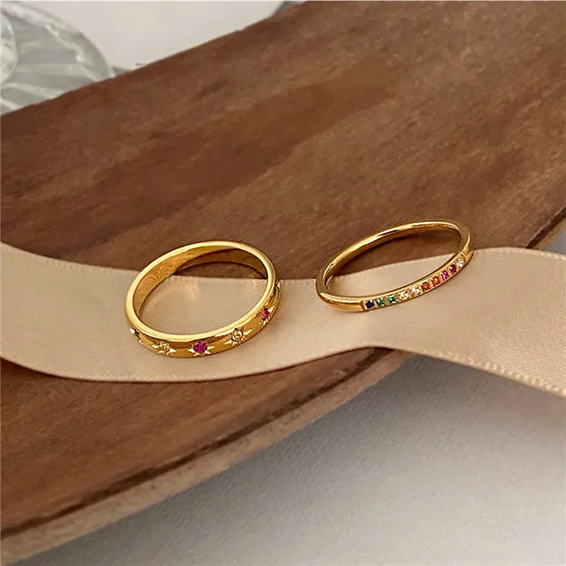 Armonia Milano “Aurora” Rainbow Zircon Ring Set
